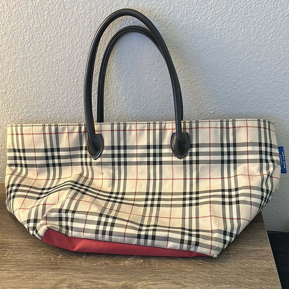 Burberry Checkered Tote Bag - Red and Black
